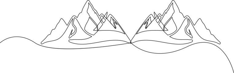 Abstract single stroke line modern illustration symmetrical twin mountain peaks
