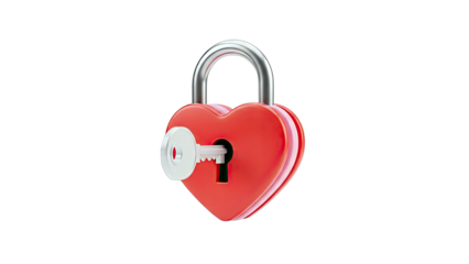 Heart-shaped padlock with key