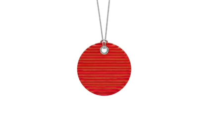 Red Circular Tag with Horizontal Stripes
