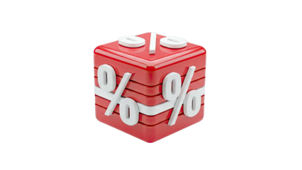 Red Cube with Percentage Symbols