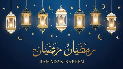 Celebrating ramadan with illuminated lanterns and crescents