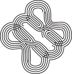 Abstract Four-Leaf Clover Line Art in Minimalist Black and White Design for Graphic Element isolated on a transparent background