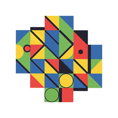 Abstract Geometric Shapes in Vibrant Colors with Bold Lines and Bright Textures for Modern Design isolated on a transparent background