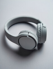Modern Grey Wireless Headphones on Grey Background, Minimalist Monochromatic Tech Gadget Photography