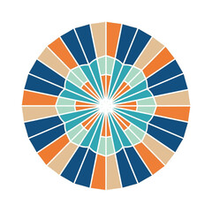 Colorful Radial Pattern in Modern Geometric Design with Vibrant Blue Orange and Beige Colors on White Background for Graphic Design isolated on a transparent background