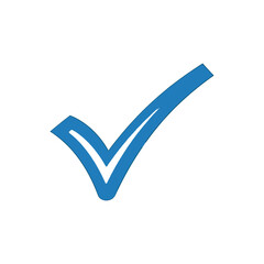 Blue Checkmark Icon in Simple Design with Clean Lines and White Background for User Interface isolated on a transparent background