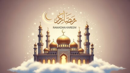 Celebrating ramadan kareem with a majestic mosque