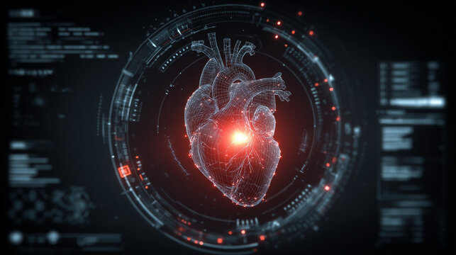 Futuristic HUD Interface with Glowing Holographic Data Display - Powered by Adobe