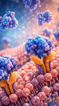 Insulin hormone receptor cell membrane blood plasma controlling sugar molecule transport and protein structure, medical science metabolism biology biochemistry endocrine pancreas glucose healthcare