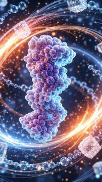 Insulin molecule hormone for blood sugar and diabetes science medical healthcare biochemistry research with metabolism pancreas biology medicine chemistry laboratory macro closeup abstract background