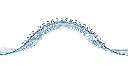 Transparent water wave with air bubbles isolated on a clean white background design for posters