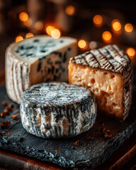 Artisanal Cheese Selection A Trio of Flavors and Textures.