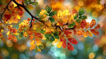 Autumnal Branch Symphony A Tapestry of Colors in Natures Embrace.