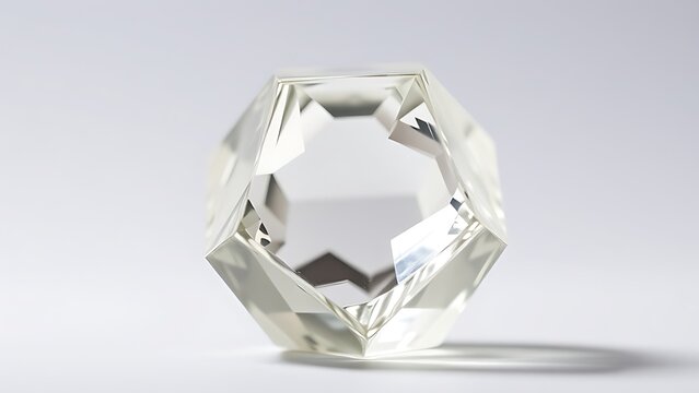condoning. A naturally formed icosahedral crystal mineral, refracting geometric light in soft natural lighting against a clean background. STEM education sheets.