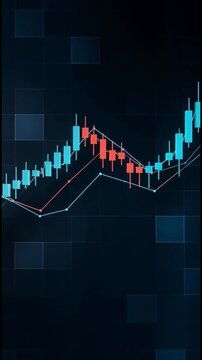 Abstract financial chart animation with moving candlesticks, futuristic look