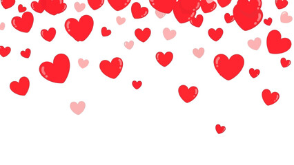 Falling Hearts A Romantic Backdrop of Red and Pink Hearts Floating Against a White Canvas