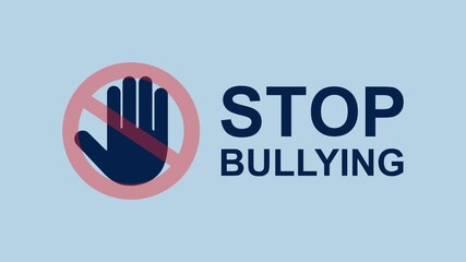 Stop bullying message with a hand for antibullying campaigns 2d Animation with Alpha Matte