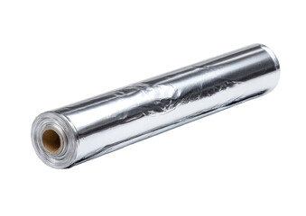 Roll of shiny, crumpled silver foil with visible cardboard inner core