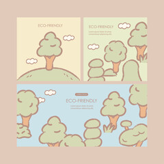 Cute tree with pencil texture eco friendly illustration