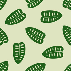 monstera tropical leaf seamless pattern illustration