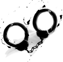 水墨画の手錠の挿絵イラスト