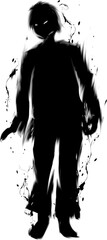 怪しいゾンビの墨絵シルエット素材