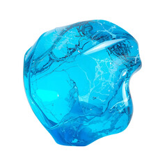 Fototapeta premium Abstract blue crystal isolated on transparent background, smooth surface Generative AI