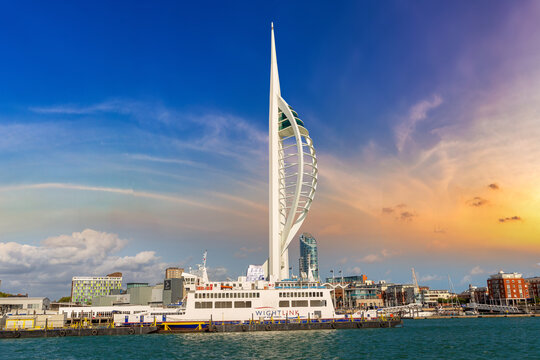 Spinnaker Tower and Marina View in Portsmouth, Hampshire, England, UK