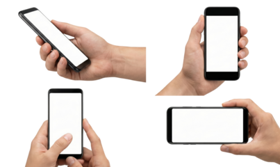 Hands Holding Smartphones with Blank Screens