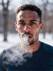 man running in winter