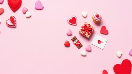 Cute Miniature Valentine Background with Copy Space for Advertising