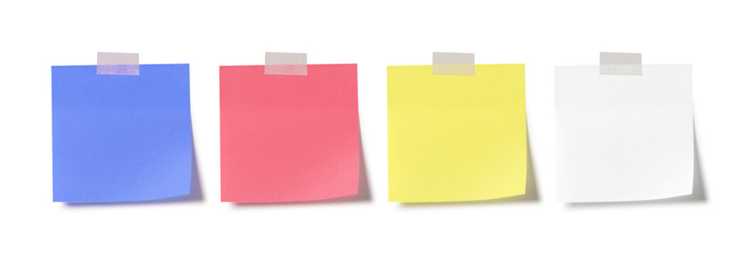 Sticky note reminder. Post it note paper. Yellow sheets for notes isolated with clipping path on background.