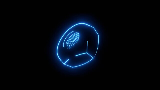 3D nut model. Isometric thin line style. Technology concept. Neon glowing.