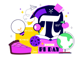 National Pie Day Vector Illustration on January 23 Featuring Delicious Pastry Shells With Various Fillings Flat Style Cartoon Background