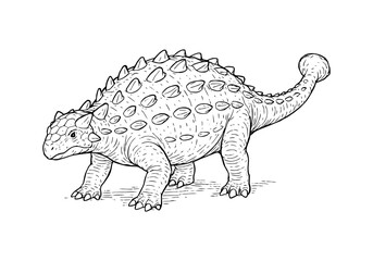Ankylosaurus hand drawn simple sketch vector illustration