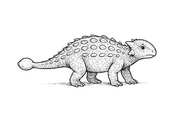 Ankylosaurus hand drawn simple sketch vector illustration
