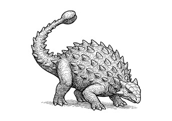 Ankylosaurus hand drawn simple sketch vector illustration