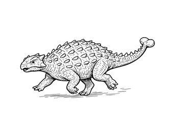 Ankylosaurus hand drawn simple sketch vector illustration