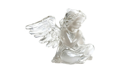 Fototapeta premium A delicate glass angel figurine with intricate details and wings spread wide