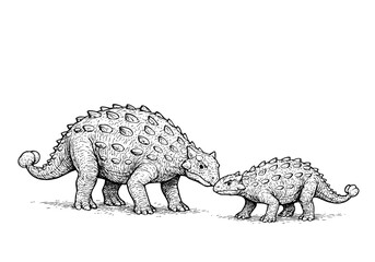 Ankylosaurus hand drawn simple sketch vector illustration