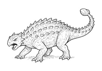Ankylosaurus hand drawn simple sketch vector illustration