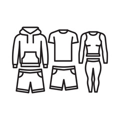 Naklejka premium Simple line art illustration of casual summer clothing items presented together