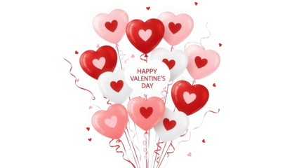 balloons in the shape of heart isolated on transparent background