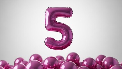 Purple Balloon Number Five Celebration Concept.