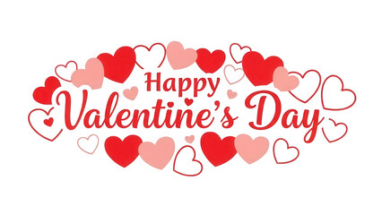 Happy valentine's day hearts greeting isolated on transparent background