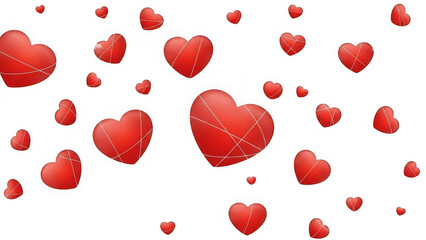 Floating hearts illustration isolated on transparent background