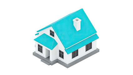Modern House with Teal Roof and White Chimney