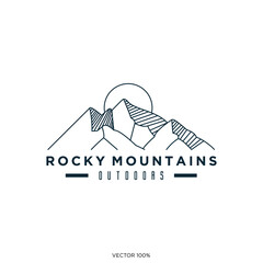 Minimalist Rocky Mountains Outdoors Line Art Logo