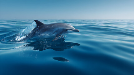 Dolphin Above Water with Reflection