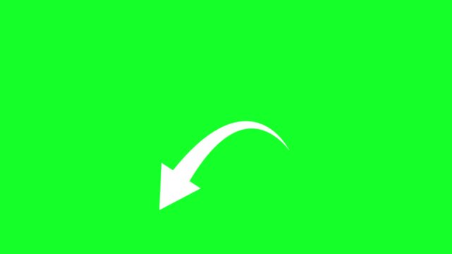 Down White Arrow Animation on Green Screen 4K, Smooth Direction Motion Graphic for UI, Tutorials, and Explainer Videos